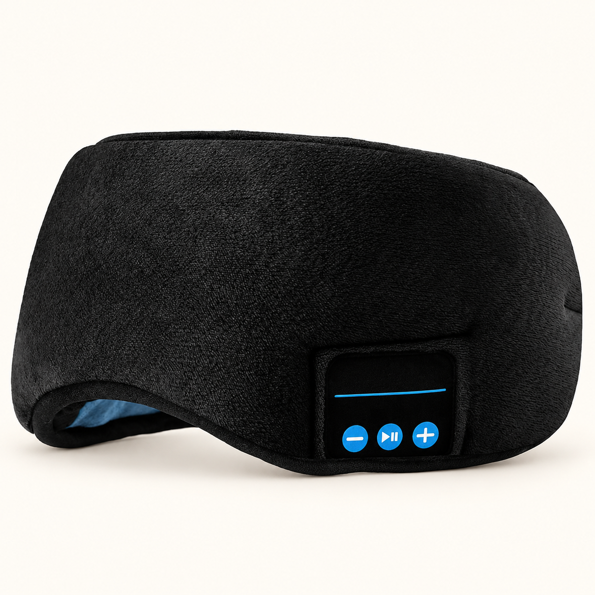 Black LIGHTS OUT Bluetooth sleep mask with unbranded controls