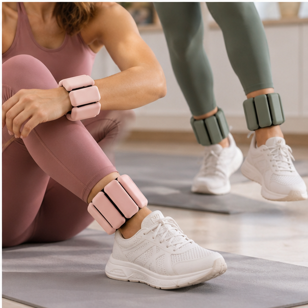 WEIGHT ON IT wearable wrist and ankle weights in blush and sage colorways